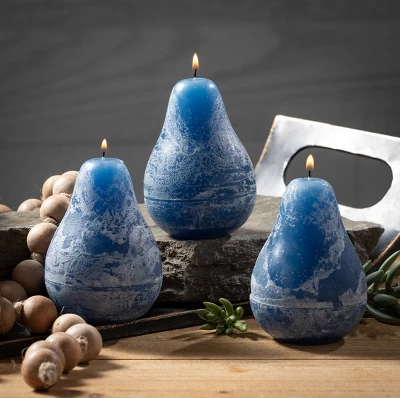 English Blue Timber Pear Candles - Set Of 3 2 English Blue Timber Pear Candles - Set Of 3 - Image 2
