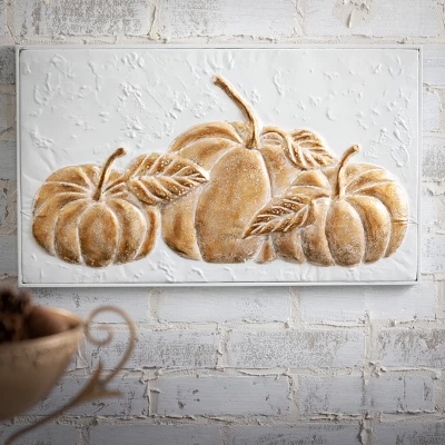 Gilded Pumpkin Metal Wall Art Multicolor 13.5"H Metal 2 Gilded Pumpkin Metal Wall Art Multicolor 13.5"H Metal - Image 2