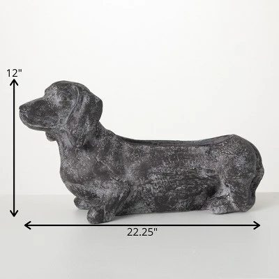 12"H Sullivans Gray Dachshund Planter, Gray 3 12"H Sullivans Gray Dachshund Planter, Gray - Image 3