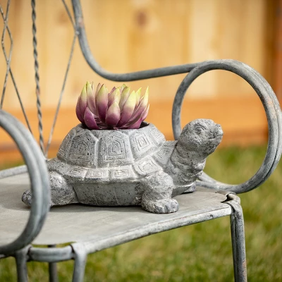 6"H Sullivans Charcoal Tortoise Planter, Gray 2 6"H Sullivans Charcoal Tortoise Planter, Gray - Image 2