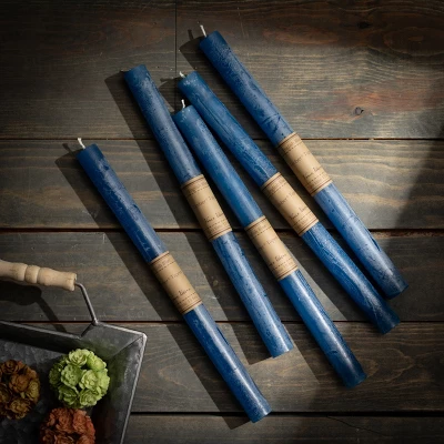 English Blue Timber Tapers - Set Of 12 1 English Blue Timber Tapers - Set Of 12