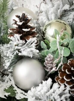 Sullivans Pine & Ornament Artificial Orb Decorative Filler 10"H Silver