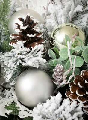 Sullivans Pine & Ornament Artificial Orb Decorative Filler 10"H Silver 1 Sullivans Pine & Ornament Artificial Orb Decorative Filler 10"H Silver