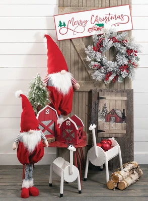 Sullivans Set Of 2 Oversized Standing Telescopic Gnome Figurines 44"H & 35"H Red 2 Sullivans Set Of 2 Oversized Standing Telescopic Gnome Figurines 44"H & 35"H Red - Image 2