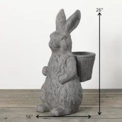 26"H Sullivans Charcoal Rabbit Basket Planter, Gray 5 26"H Sullivans Charcoal Rabbit Basket Planter, Gray -Sullivans Sales GUEST 7ef968a4 b226 49e2 b4a3 386d5e9a5f66