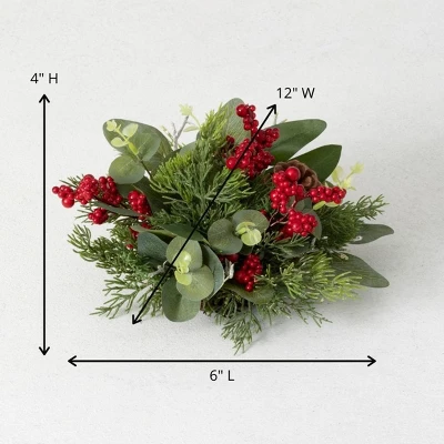 Sullivans Pine & Berry Artificial Orb Decorative Filler 4"H Red 1 Sullivans Pine & Berry Artificial Orb Decorative Filler 4"H Red