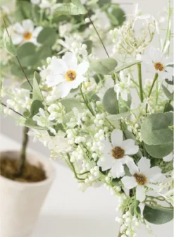 Sullivans Set Of 2 Artificial Daisy Eucalyptus Topiary 22"H & 19"H Green