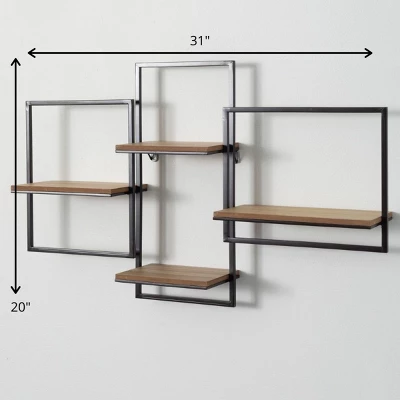 Sullivans Quadrate Open Wood Wall Shelf 20"H Black 3 Sullivans Quadrate Open Wood Wall Shelf 20"H Black - Image 3