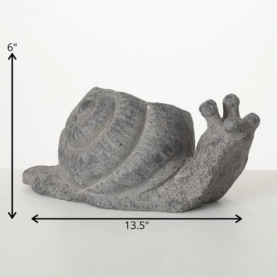 6"H Sullivans Charcoal Snail Planter, Gray 3 6"H Sullivans Charcoal Snail Planter, Gray - Image 3