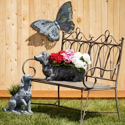 19"H Sullivans Gray Irish Setter Planter, Brown 2 19"H Sullivans Gray Irish Setter Planter, Brown - Image 2