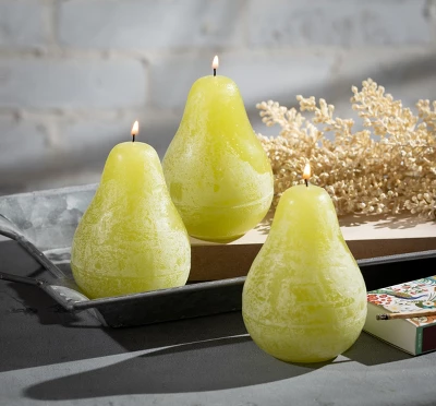 Green Grape Pear Candles - Set Of 3 1 Green Grape Pear Candles - Set Of 3