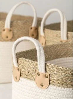 Sullivans Set Of 3 Basket 13"H, 12.5"H & 10.5"H White