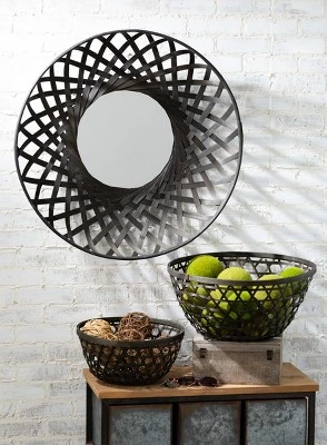 Sullivans Woven Wall Bamboo Mirror 31"H Silver 2 Sullivans Woven Wall Bamboo Mirror 31"H Silver - Image 2