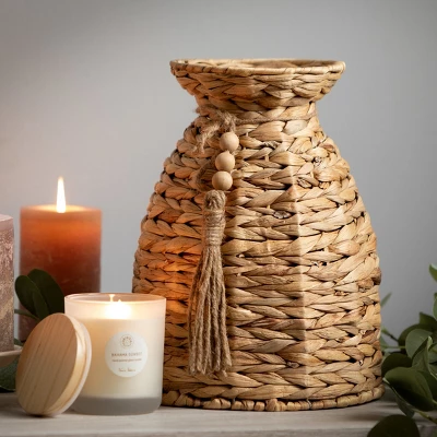 16.75"H And 11.75"H Sullivans Beaded Tassel Basket Urn Set Of 2; White 2 16.75"H And 11.75"H Sullivans Beaded Tassel Basket Urn Set Of 2; White - Image 2