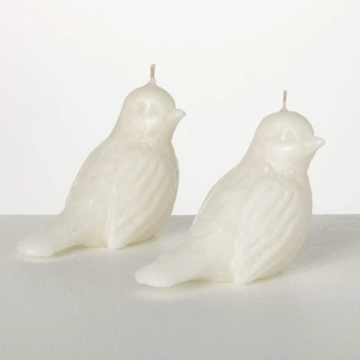 3.5"H Sullivans White Bird Candle - Set Of 2, White 3 3.5"H Sullivans White Bird Candle - Set Of 2, White - Image 3
