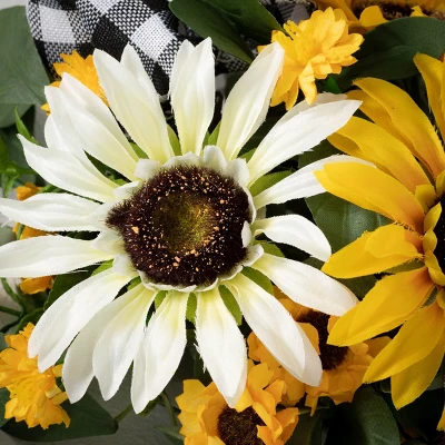 Sullivans Artificial Sunflower Gingham Half Orb 9"H Multicolored 1 Sullivans Artificial Sunflower Gingham Half Orb 9"H Multicolored