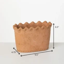 Sullivans Scalloped Edge Dish Garden Ceramic Planter 6.5"H -Sullivans Sales GUEST b3f05dac c9ca 44c1 8241 845ae5d21513