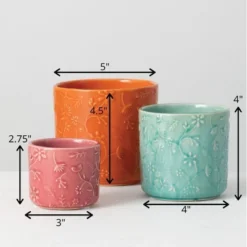 Sullivans Set Of 3 Floral Relief Flower Planter 4.5"H, 4"H & 2.75"H Red 7 Sullivans Set Of 3 Floral Relief Flower Planter 4.5"H, 4"H & 2.75"H Red -Sullivans Sales GUEST bca71ada 56f4 4067 a084 e8238e93fe93