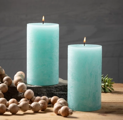 Sea Foam Pillar Candles - Set Of 2 2 Sea Foam Pillar Candles - Set Of 2 - Image 2