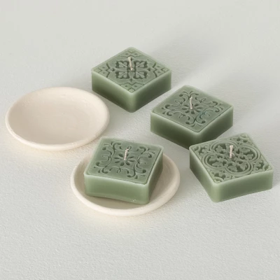 Sullivans Green Candles And Dish Gift Set, Green 3 Sullivans Green Candles And Dish Gift Set, Green - Image 3