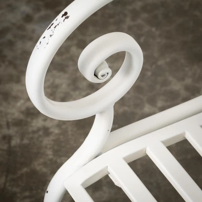 Sullivans Crisp White Metal Garden Bench 36"H White 1 Sullivans Crisp White Metal Garden Bench 36"H White