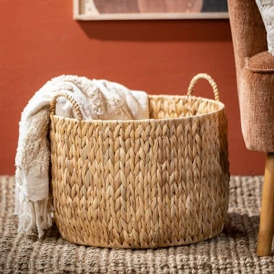 16.5"H Sullivans Handcrafted Fiber Baskets Set Of 2, Natural 2 16.5"H Sullivans Handcrafted Fiber Baskets Set Of 2, Natural - Image 2