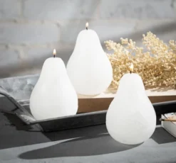 White Timber Pear Candles - Set Of 3