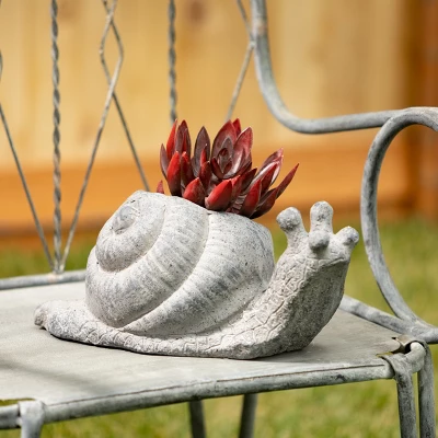 6"H Sullivans Charcoal Snail Planter, Gray 2 6"H Sullivans Charcoal Snail Planter, Gray - Image 2