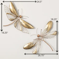 18.25"H Sullivans Gold Dragonfly Wall Decor Set Of 2, Gold -Sullivans Sales GUEST d7ac4294 1802 487d 8fd9 9108a3d7fd57