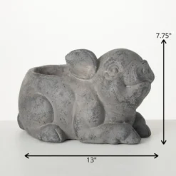 7.75"H Sullivans Charcoal Piglet Planter, Gray -Sullivans Sales GUEST d7d76d3a 33e1 455d 9a35 adee45cc08c2