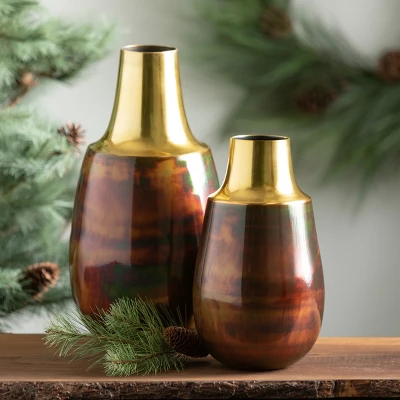 11"H And 14.75"H Sullivans Copper And Bronze Vase Set Of 2 2 11"H And 14.75"H Sullivans Copper And Bronze Vase Set Of 2 - Image 2