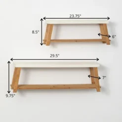 Sullivans Bench-Seat-Shaped Wall Shelf Set Of 2, 9.75"H & 8.5"H White 9 Sullivans Bench-Seat-Shaped Wall Shelf Set Of 2, 9.75"H & 8.5"H White -Sullivans Sales GUEST e79bfefe 1eeb 4e77 aa40 196bf79dbf66