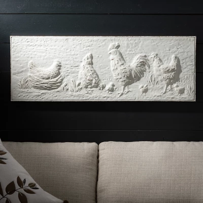 Sullivans Distressed Raised Chicken Art 12.25"H White 2 Sullivans Distressed Raised Chicken Art 12.25"H White - Image 2