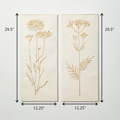 Sullivans Gold-Brushed Botanical Panels Set Of 2, 29.5"H Multicolored 3 Sullivans Gold-Brushed Botanical Panels Set Of 2, 29.5"H Multicolored - Image 3