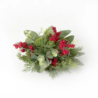 Sullivans Pine & Berry Artificial Orb Decorative Filler 4"H Red 2 Sullivans Pine & Berry Artificial Orb Decorative Filler 4"H Red - Image 2