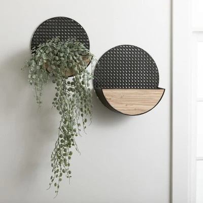 Sullivans Metal & Wood Wall Pocket Set Of 3, 16"H, 14"H & 12"H Black 2 Sullivans Metal & Wood Wall Pocket Set Of 3, 16"H, 14"H & 12"H Black - Image 2