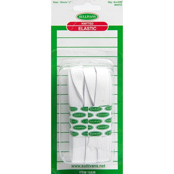 Sullivans 12mm Knitted Elastic, White- 9m 1 Sullivans 12mm Knitted Elastic, White- 9m