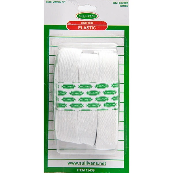Sullivans 20mm Knitted Elastic, White- 8m 1 Sullivans 20mm Knitted Elastic, White- 8m